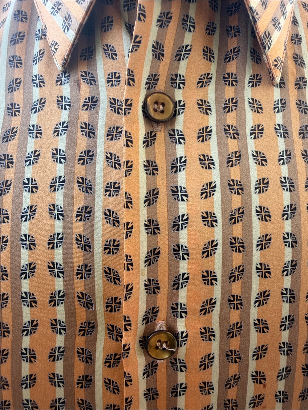 Rossini of Beverly Hills Made in Italy Silk Large Orange Brown Geometric Print